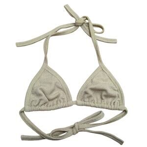 Ivo Moda Praia Skimpy Triangle Bikini Top Glitter Sparkly Gold Size M Tie Neck